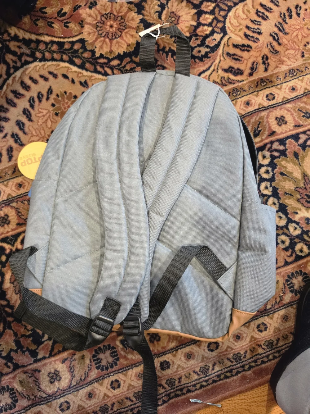 Grey Backpack with Tan Accents for Men
